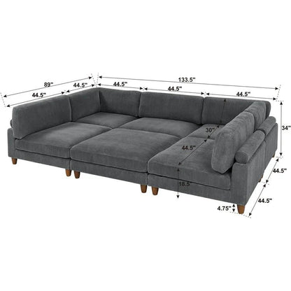 Espinosa 6 - Piece Corduroy Sectional
