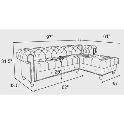 Lora 2 - Piece Velvet Sectional
