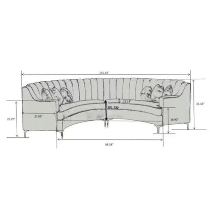 Steubenville 141.34" Wide Velvet Modular Sectional