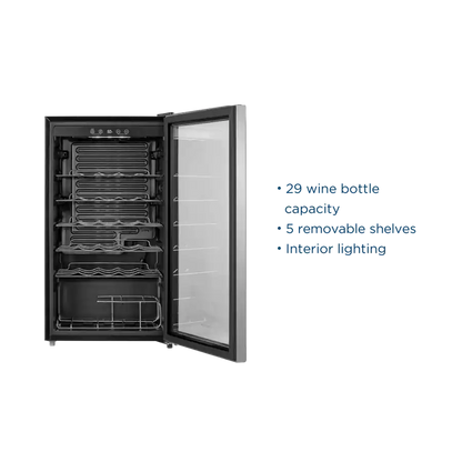 29 Bottle Wine Cooler with ENERGY STAR Certification - Stainless Steel Look