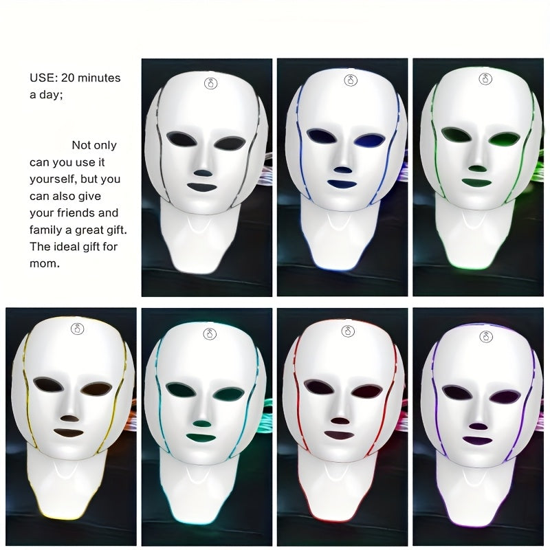 7-Color LED Facial & Neck Mask – USB Rechargeable Skincare Device