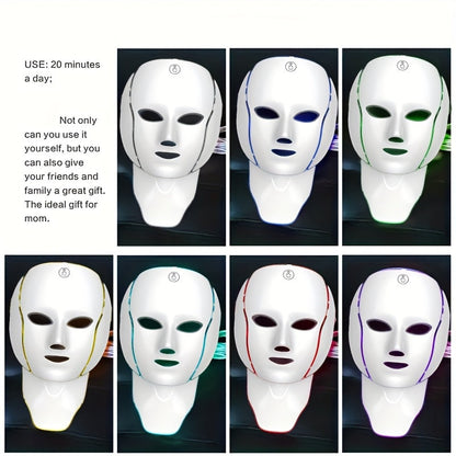 7-Color LED Facial & Neck Mask – USB Rechargeable Skincare Device