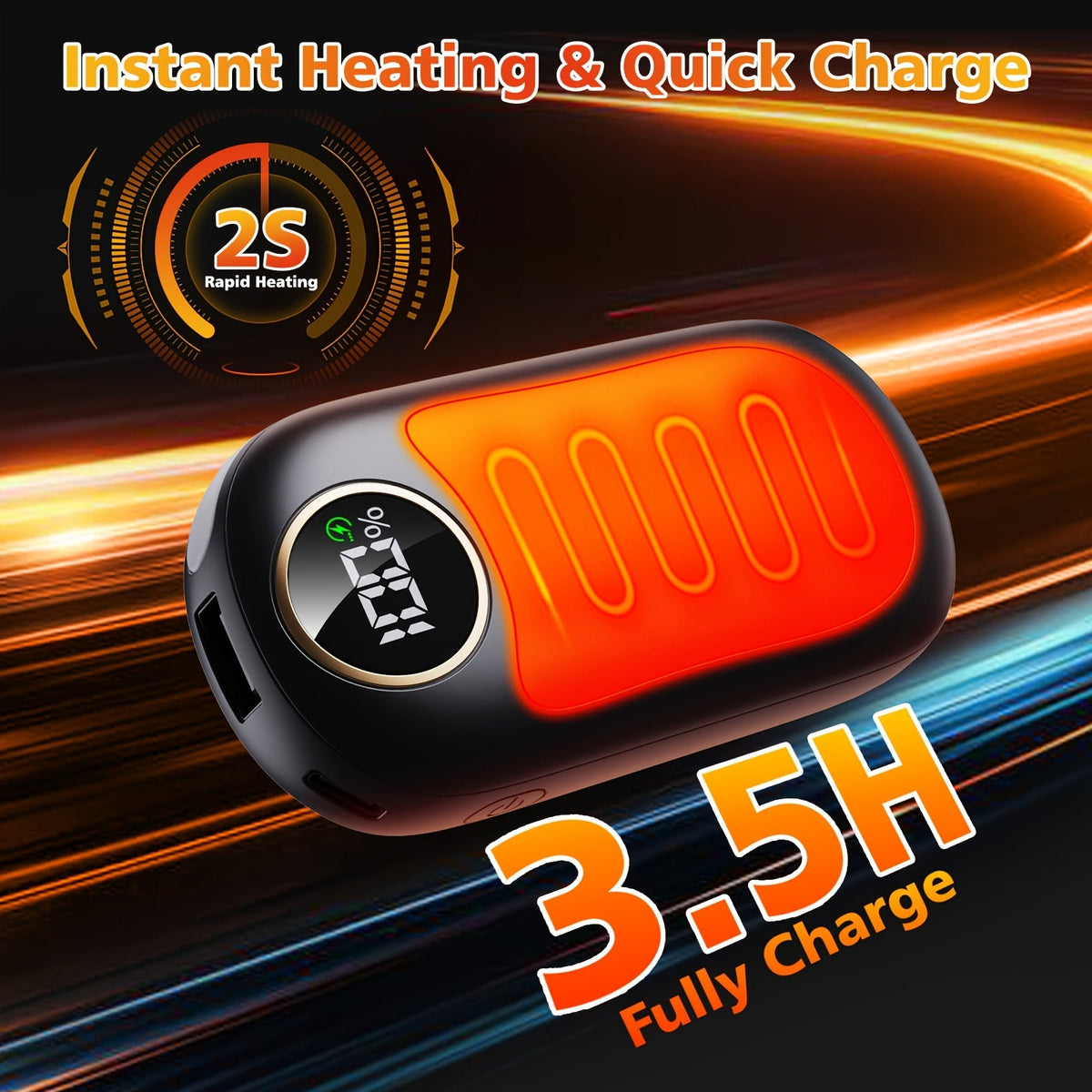 Rechargeable Hand Warmers 2-Pack – 4 Heat Levels, Power Bank & LED