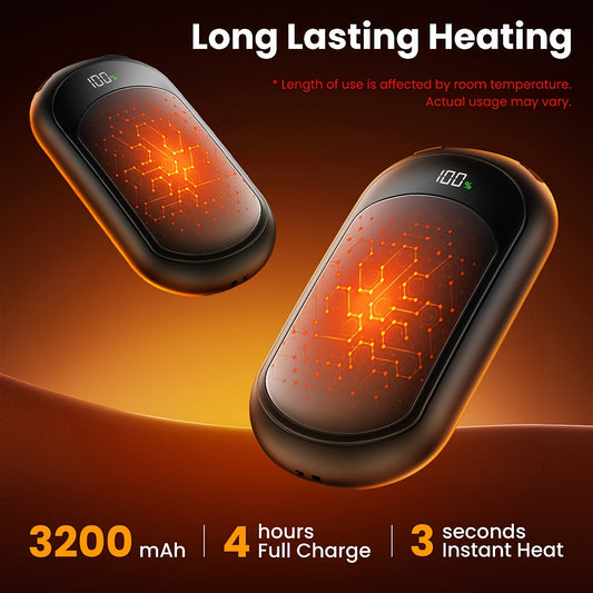 Rechargeable hand warmers 2-pack with 3 heat modes