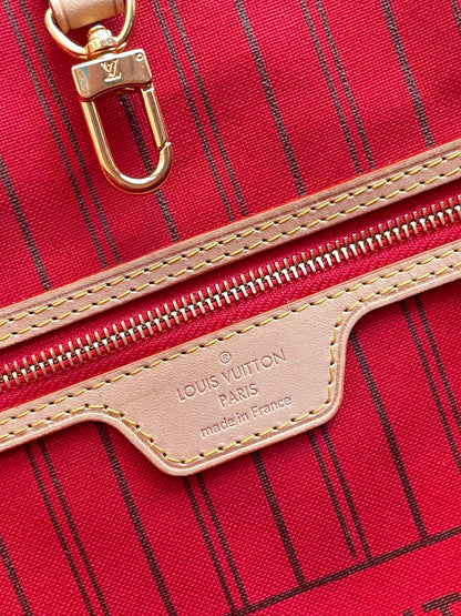 Louis Vuitton Neverfull MM Bag 32cm Damier Azur Canvas Fall/Winter Collection N41361, Red – product image 5