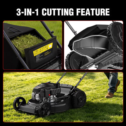 170cc 22" 3-in-1 Gas Self-Propelled Lawn Mower