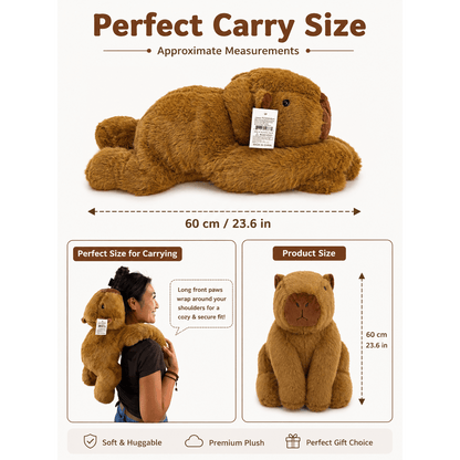 60cm Weighted Capybara Plush – Large Soft Cuddle Toy