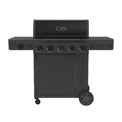 5 Burner Gas Grill Cabinet with Side Burner and 12" Griddle Black Gray