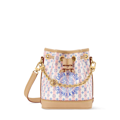 Women's Nano Noé LV Stamp Blue Minigram Canvas Nano Bag