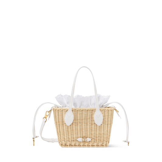 Neverfull BB Woven Wicker Bag Off White Gold-Toned Hardware