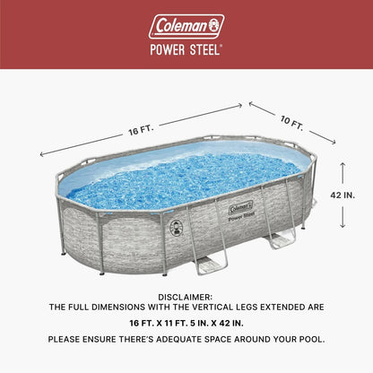 Coleman Power Steel Oval Above Ground Pool Set 16 ft x 10 ft x 42 in – Backyard Family Pool