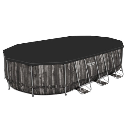 Bestway Power Steel 20' x 12' x 48" Oval Above Ground Swimming Pool Set – Outdoor Family Pool