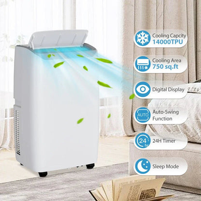 14000 BTU Portable Air Conditioner AC Unit Cooler Fan 750 Sq. ft