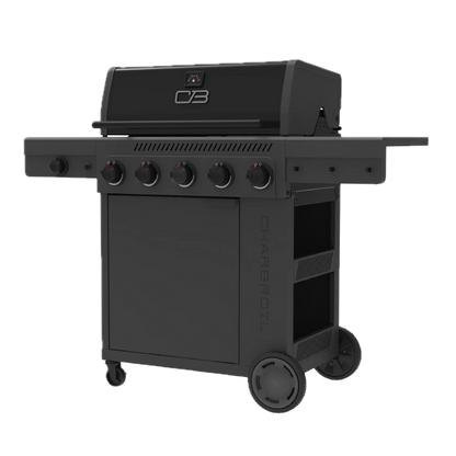 5 Burner Gas Grill Cabinet with Side Burner and 12" Griddle Black Gray